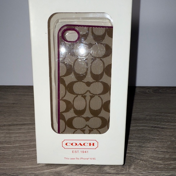 Coach iPhone 4/4S Case NEW In Box F64398 Khaki/Pink - Picture 1 of 8